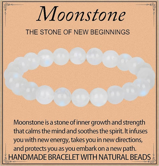 LPBeads Handmade Natural Gemstone Stretch Elastic Bracelet Healing Crystal Round Stone Beads Jewelry Gifts for Women Men