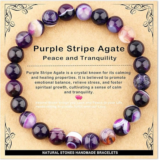 AD Beads 4mm6mm8mm10mm Handmade Bracelet - Natural Gemstone for Peace and Tranquility - Meditation, Yoga, Healing and Energy Gift for Unisex