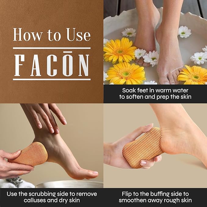 Facón Pumice Stone for Feet Callus Remover - Terra-Cotta Foot Scrubber with 2 Sides, 100% Pure Natural Foot Pumice Stone, Pedicure Pumice Stone Scrubber, Foot Exfoliator, Removes Calluses & Dead Skin