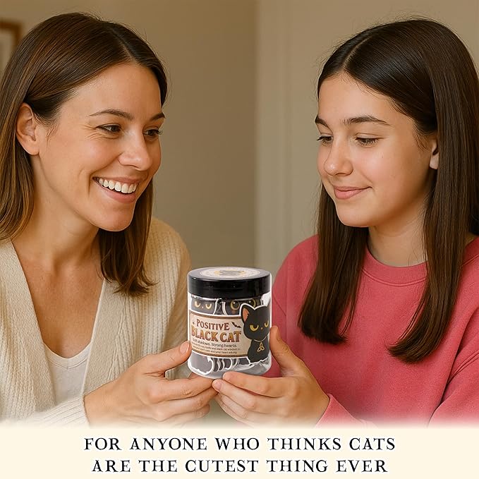 Positive Black Cats Jar – 60 Affirmation Cards for Anxiety & Self Care, Black Cat Halloween Gifts for Women, Kids, Teens & Men, Mental Health & Stress Relief Support Gifts
