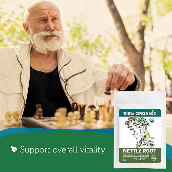 Organic Stinging Nettle Root Tea (40 Tea Bags) - Traditionally Used Herbal Tea for Men’s Health - Supports Prostate, Hormonal Balance & Energy - Té de Raíz de Ortiga