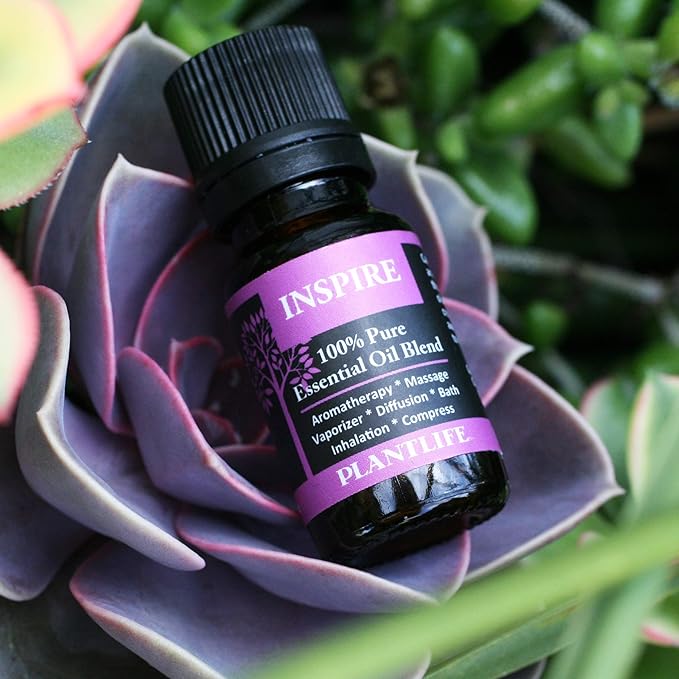 Plantlife Inspire Aromatherapy Essential Oil Blend - Straight from The Plant 100% Pure Therapeutic Grade - No Additives or Fillers - Made in California 10 ml