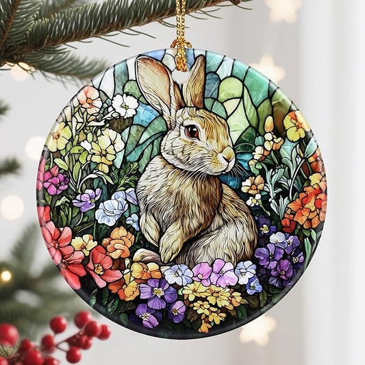 Christmas Ornament, Christmas Decoration, Ceramic-Style Rabbit Ornament, Heirloom Keepsakes, Holiday Ornaments, Holiday Presents, Unique Xmas Gifts, Gift Exchange Ornaments, Gift Idea