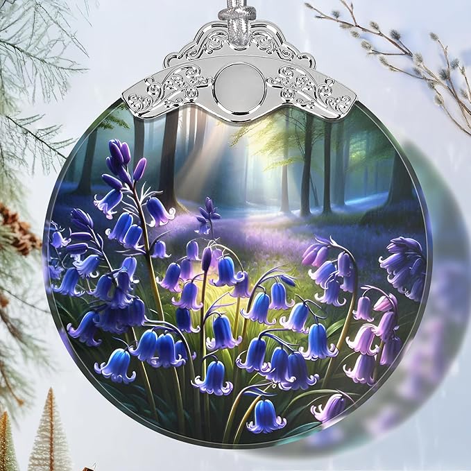 Bluebell Stained Glass Orament - Christmas Ornament - Christmas Decorations for Tree - Holiday Present ldeas - Gift Exchange