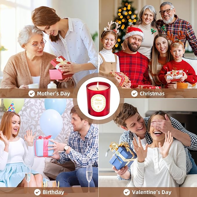 KONNI Scented Candles, Red Rose Soy Candle, Single-Wick Jar Candles Aromatherapy Candle with 40 Hours of Burn Time, Birthday, Valentine, Christmas, Anniversary Present 7 oz