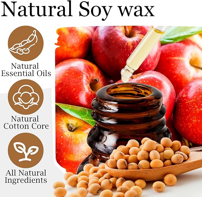 Lihome Fall Candles - Fall Decor for Home, Gifts for Women Mom Friend, Natural Soy Wax Apple Cider Scented Candles(7oz)