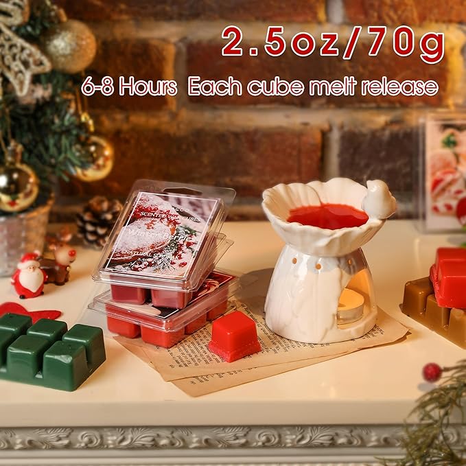 Christmas Scented Wax Melts, Soy Wax Cubes for Wax Warmer, Wax Melts Wax Cubes Xmas Winter, 6 x2.5oz