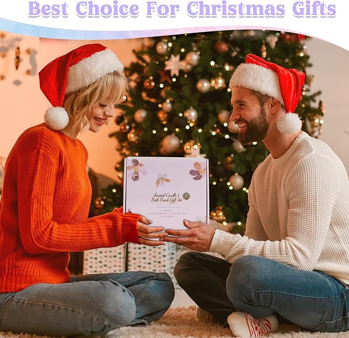 Bath Bombs for Women, Relaxing Spa Gift Basket Set, Unique Self Care Gift for Women, Bath Bombs+Scented Candles+Shower Steamer Bubble Bath Gifts for Mom Sister Friend Wife Teacher Nurse