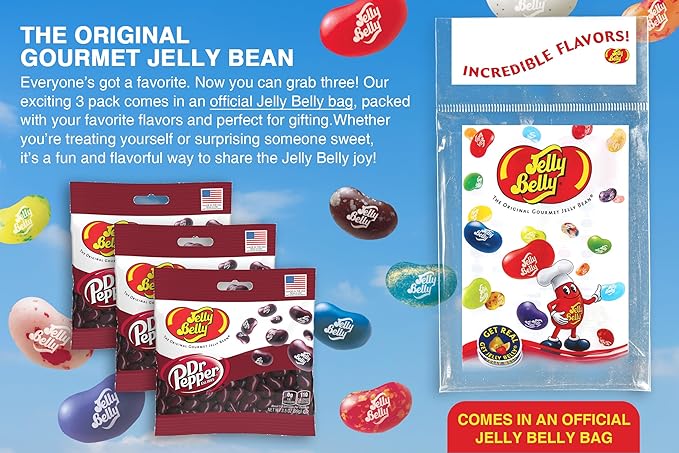Jelly Belly Dr. Pepper Jelly Beans, 3.5 oz Grab & Go Bags - Pack of 3 sold in Jelly Belly Bag
