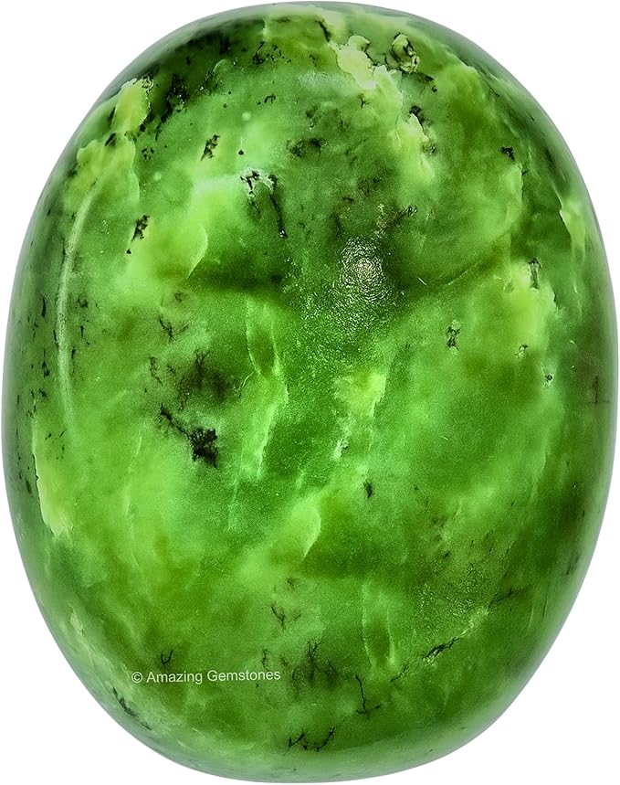Amazing Gemstone Nephrite Green Jade Crystals and Healing Stones - Large Palm Stone Crystals Piedra - Crystal for Good Luck, Positive Energy, Meditation - Unique Stocking Stuffers, Gifts for Women