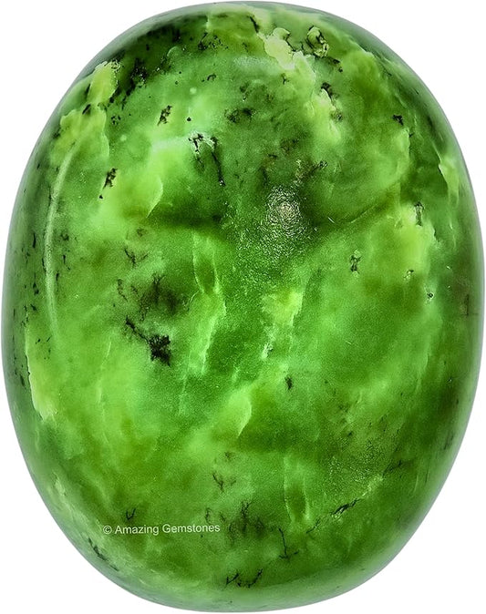 Amazing Gemstone Nephrite Green Jade Crystals and Healing Stones - Large Palm Stone Crystals Piedra - Crystal for Good Luck, Positive Energy, Meditation - Unique Stocking Stuffers, Gifts for Women