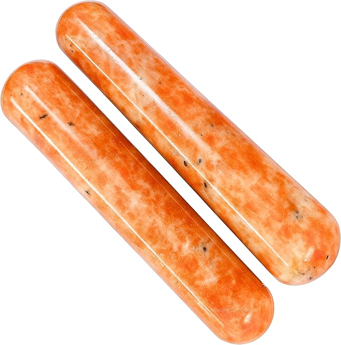 Amazing Gemstone Sunstone Crystal Wand Massage Stick - Pelvic Wand Gua Sha for Adults - Crystals and Healing Stones Massage Wands for Adults Gifts (Smooth)