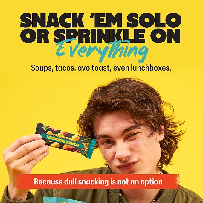 Daal By Keen Crunchy Mung Bean Snacks – Tandoori Ranch – Plant-Based Protein, High Fiber, Gluten-Free, Nut-Free – Mix into Salads or Enjoy as an On-the-Go Snack – 1 Resealable Pack, 4.76 oz