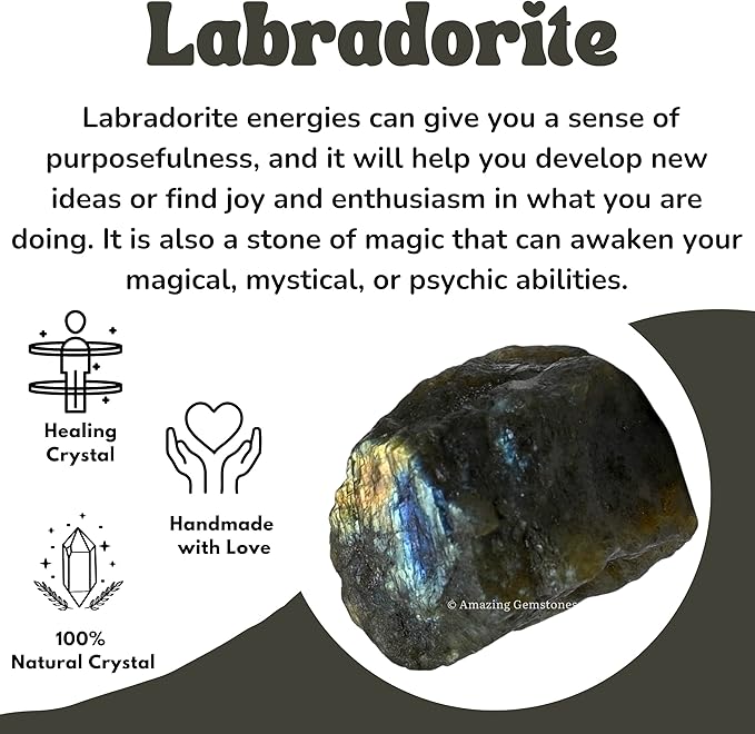 Amazing Gemstone 2 Pieces Labradorite Raw Crystals and Healing Stones, Natural Rocks for Tumbling and DIY Raw Stones and Crystals