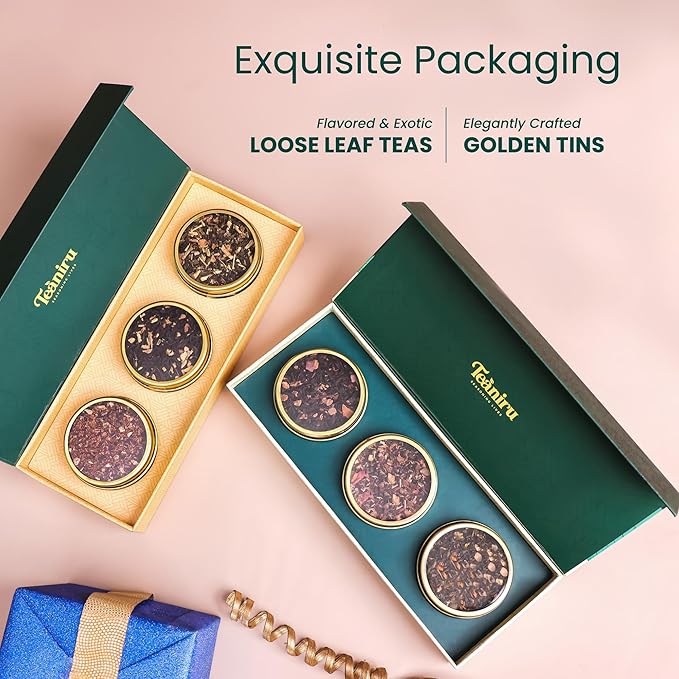 Teaniru, Gourmet Tea Collection – Pack of 100 | 6 Flavored Loose Leaf Tea Set | Gourmet Tea Gift Sets | Corporate Gifting & Bulk Gifts | Thanks Giving