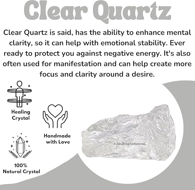 Amazing Gemstone 2 Pieces Premium Grade Clear Quartz Raw Crystals and Healing Stones, Natural Rocks for Tumbling and DIY Raw Stones and Crystals