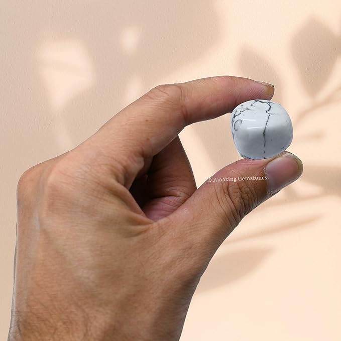 Amazing Gemstone Howlite Crystals and Healing Stones Tumbled - 1 oz African Bloodstone Stone, Healing Stones for Energy Balance, Premium Polished Gems Rocks for Meditation and Wellness