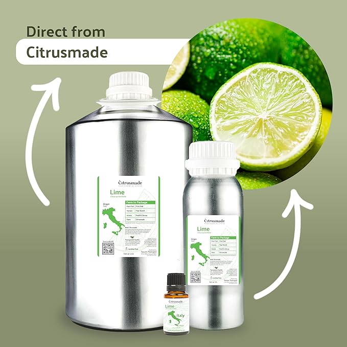 Lime Essential Oil - Direct from Citrusmade in Sicily- Pure Essential Oils for Diffusers and Aromatherapy in The Mediterranean - 100% Pure Therapeutic Grade (8oz)