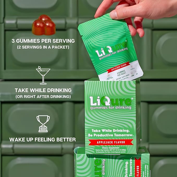 Gummies for Drinking, Feel Better After A Night Out, DHM, Milk Thistle, B Vitamins, Electrolytes, Plant-Based, 72 Gummies (24 Servings) - Post-Celebration Wellness