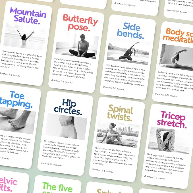 CATCHYOURDREAMS Somatic Therapy Exercise Cards: 42 Simple Practices to Reduce Stress, Release Tension, and Reconnect with Your Body Anytime, Anywhere