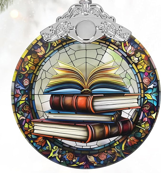 Book Lovers Gifts, Book Ornaments for Christmas Tree, Book Lover Christmas Ornaments, Gifts for Book Lovers,Book Decor, Book Lover Ornament, Librarian Ornament, Stained Glass Christmas Ornament