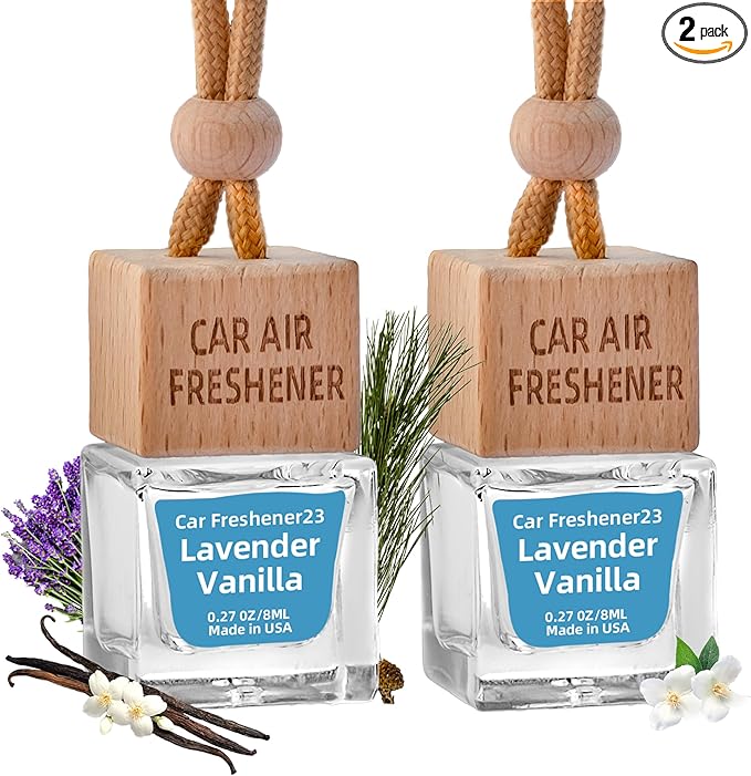 Car Air Freshener Hanging Diffuser – Long-Lasting Essential Oil Scent (Up to 60 Days) – Non-Toxic & Eco-Friendly – 2-Pack Auto Fresheners Made in USA