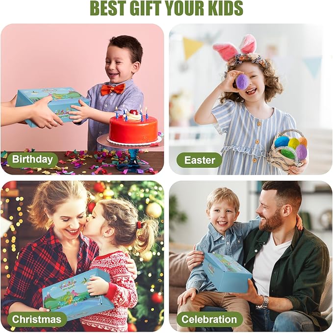 Bath Bombs for Kids with Dinosaur Toys Inside, 8 Pack XXL Large Dinosaur Bath Bombs Bubble Bath Gift Set, Perfect Birthday Christmas Easter Dino Toys Gifts for Kids 3-12, Girls and Boys