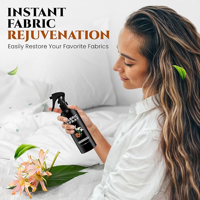 605Products Linen & Fabric Spray - Home Fragrance Freshener for Bedding & Laundry, Natural Deodorizer with Essential Oils - White Lilly & Amber (10oz)