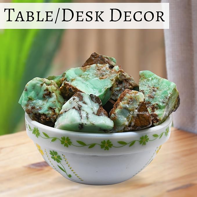 Amazing Gemstone Chrysoprase Raw Crystals and Healing Stones, Natural Rocks for Tumbling - DIY Raw Stones and Crystals, 2 Pieces