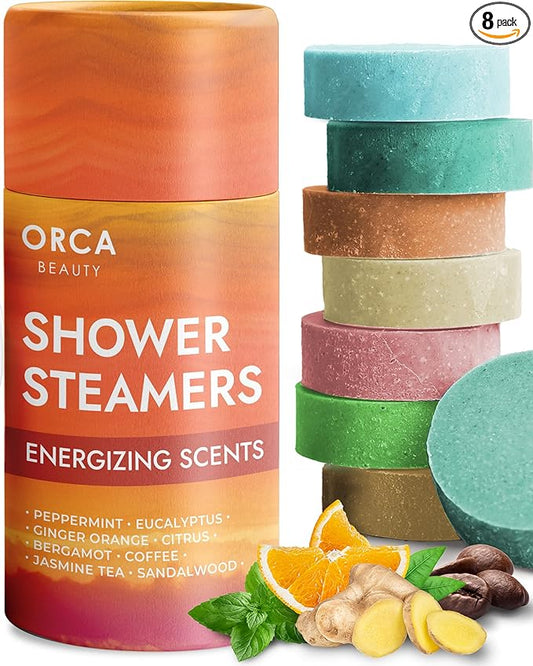 Shower Steamers Aromatherapy - Relaxation Gifts for Women, Shower Bombs, Unique Spa Gifts Shower Tablets, Stocking Stuffers for Women & Men (Energizing Scent 8PC)