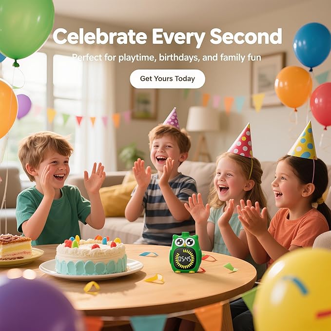 Doli Yearning Visual Timer for Kids, Owl Digital Countdown Timer (Green)