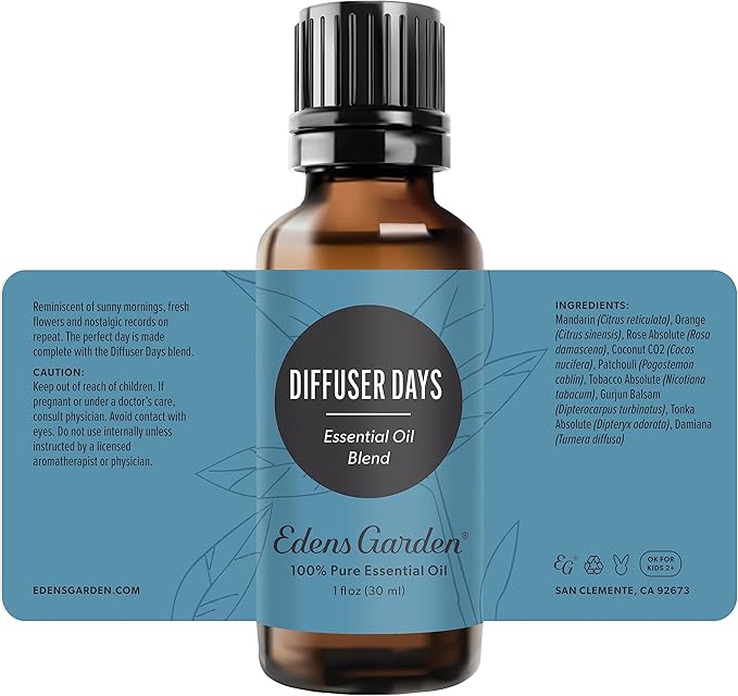 Edens Garden Diffuser Days Essential Oil Blend- 100% Pure Premium Grade, Undiluted, Natural, Therapeutic, Aromatherapy, The Best for Candle, Laundry, Humidifiers 30 ml (1 fl oz)