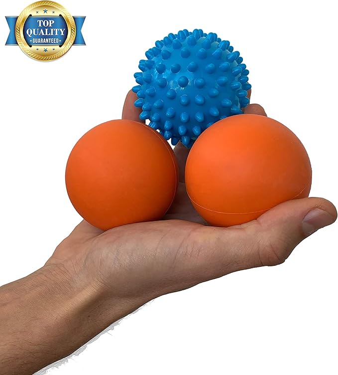 Limm Massage Ball Set - Spiky & Lacrosse Ball - Massage Ball Therapy for Plantar Fasciitis & Pain Relief - Deep Tissue Trigger Point Myofascial Release Ball for Back, Foot, Shoulder & Neck Pain