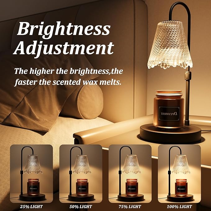 Candle Warmer Lamp with Timer, Adjustable Brightness & Height – Wax Melt Warmer for Jar Candles, Birthday Gifts for Women, Mother's Day Gifts, Housewarming Gift Home Decor with 2 Bulbs