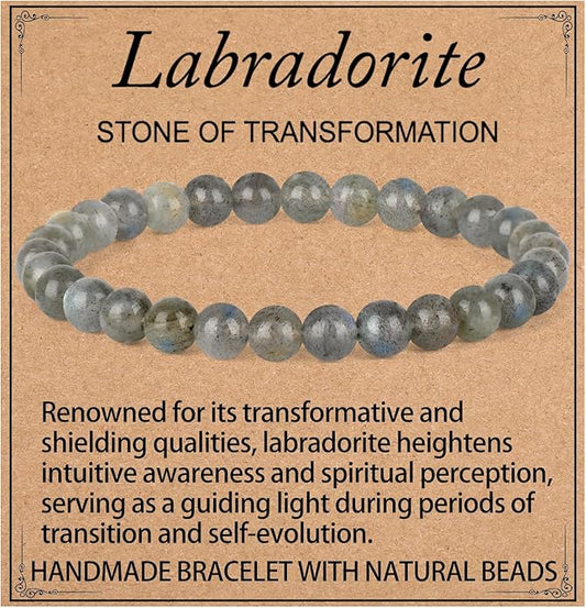 LPBeads Handmade Natural Gemstone Stretch Elastic Bracelet Healing Crystal Round Stone Beads Jewelry Gifts for Women Men