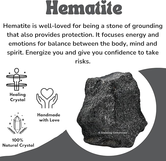 Amazing Gemstone 2 Pieces Hematite Raw Crystals and Healing Stones, Natural Rocks for Tumbling and DIY Raw Stones and Crystals