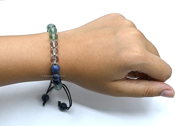 Natural Healing Crystal Bracelet for Women - Mens Bracelet Energy Balancing Gemstones Set - Adjustable Stone Bead Bracelet for Men and Women - Chakra Crystal Therapy Accessory, Meditation