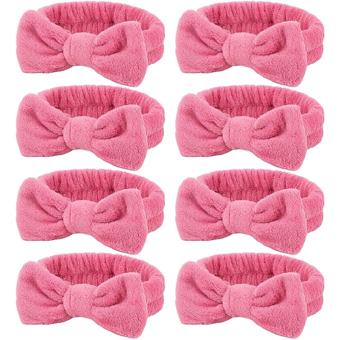 Ondder Spa Headbands Set for Women - 8 Pcs Terry Cloth Fuzzy Headbands for Skincare, Makeup Application, Face Washing and Hair Care