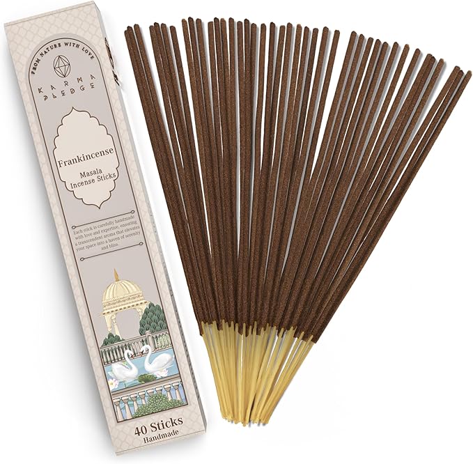 Incense Sticks, Frankincense & Myrrh Incense, Made with Natural Ingredients, Hand Rolled Aromatic Masala, 40 Stick Pack, 45-60 Minute Burn Time, Best for Home Fragrance, Meditation, Yoga, Relaxation