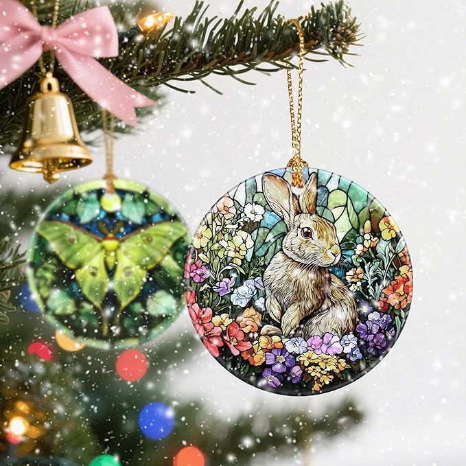 Christmas Ornament, Christmas Decoration, Ceramic-Style Rabbit Ornament, Heirloom Keepsakes, Holiday Ornaments, Holiday Presents, Unique Xmas Gifts, Gift Exchange Ornaments, Gift Idea