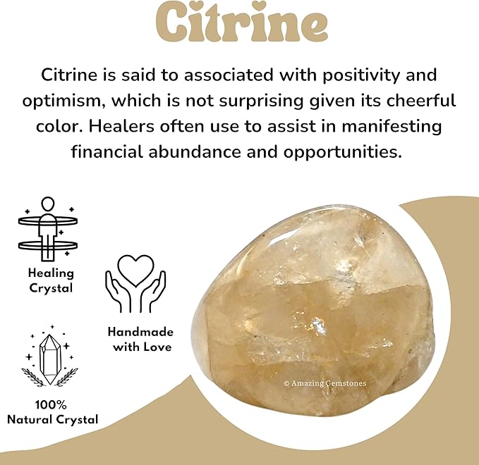 Amazing Gemstone Citrine Crystals and Healing Stones Tumbled - 1 oz Citrine Stone Gem Stones, Natural Healing Stones for Energy Balance, Stress Relief - Premium Polished Gems Rocks for Meditation
