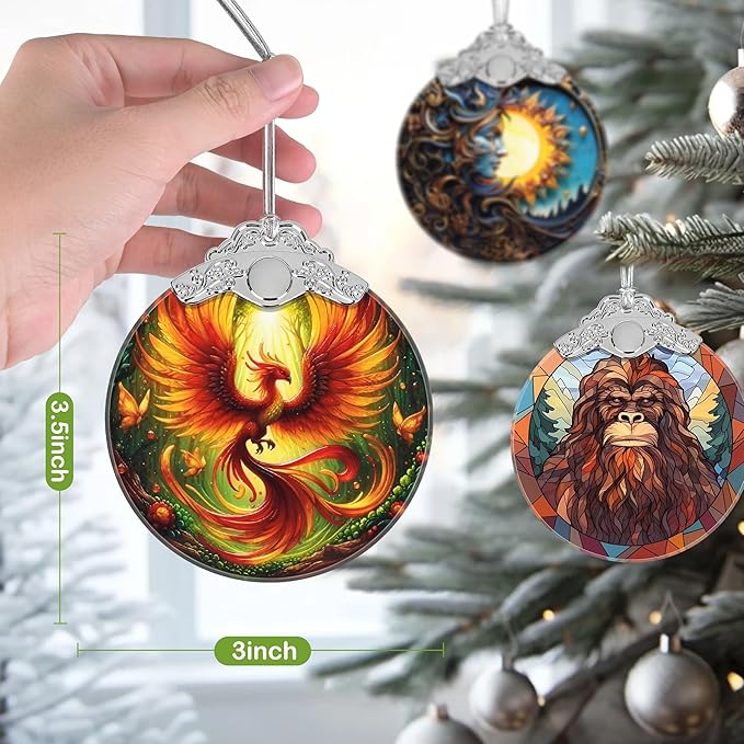 Christmas Ornament, 2025 Ornaments for Christmas Tree, Stained Glass Hanging Ornament, Holiday Ornaments, Unique Gift Idea - Phoenix