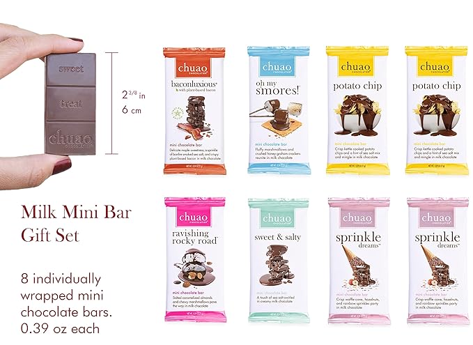 Chuao Chocolatier Chocolate Mini Gift Box | Gourmet Chocolate Assorted Bars European No Preservatives | For Gift Baskets, Christmas, Valentines Day, Gifts for Women, Men, Birthday, Thank You, Care Package (Milk Chocolate, 8 Bars)