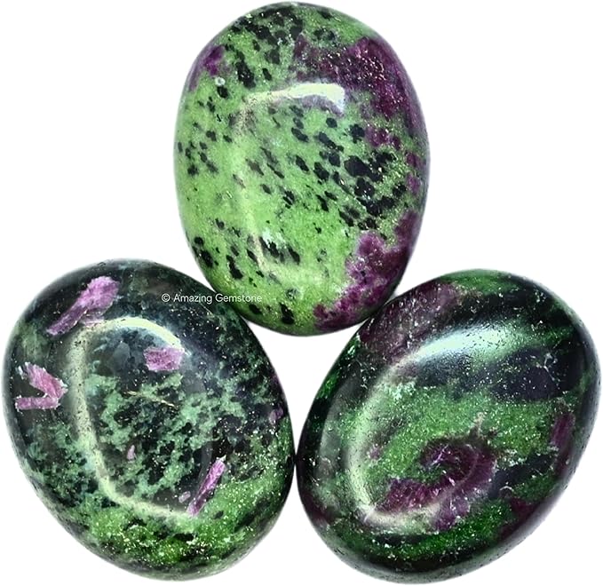 Amazing Gemstone Ruby Zoisite Crystals and Healing Stones - Large Palm Stone Crystals Piedra - Crystal for Good Luck, Balanced Positive Energy, Meditation - Unique Stocking Stuffers