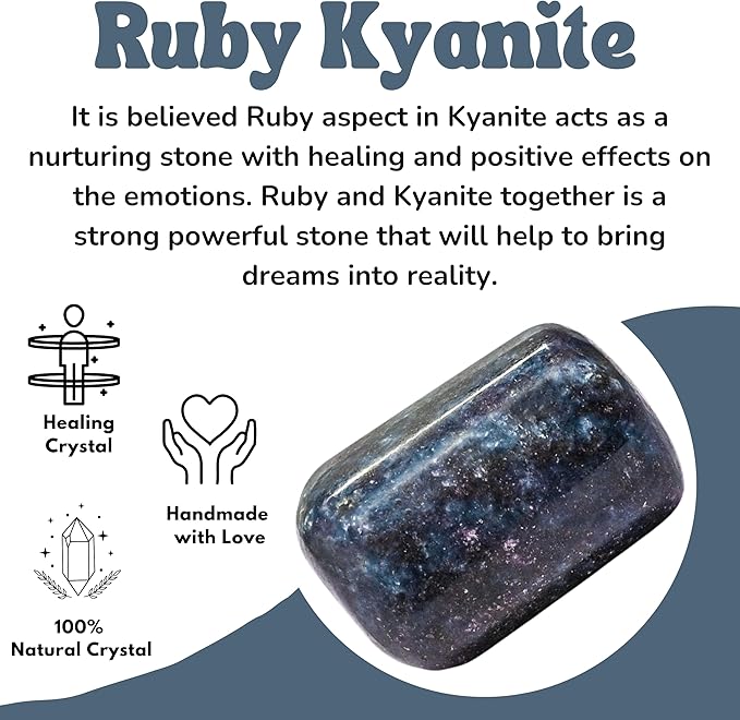Amazing Gemstone Ruby Kyanite Crystals and Healing Stones Tumbled - 1 oz Ruby Kyanite Stone, Natural Healing Stones for Energy Balance, Stress Relief - Premium Polished Gems Rocks for Meditation
