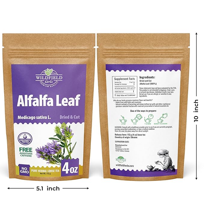 4 oz Alfalfa Leaf Alfalfa Herb Tea (Medicago Sativa) - 113g Tea Bags Herbal
