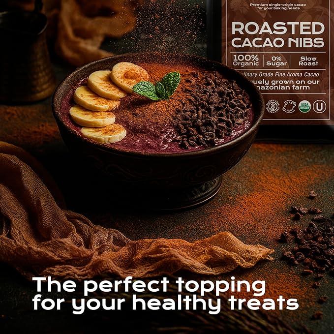 U Chocolate Creations | Organic Cacao Nibs (16 oz) | Fresh from our Farm | 100% natural, 0% Sugar | Perfect topping for healthy snacks, granola, ice cream, yogurt and baking recipes, flavanol-rich.