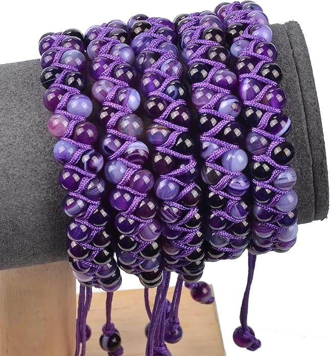 MASSIVE BEADS Double Layer Natural Chakra Healing Power Crystals Macrame Bracelet Yoga Stone Beads Gemstone Meditation Relax Anxiety Bangle for Unisex Women Men