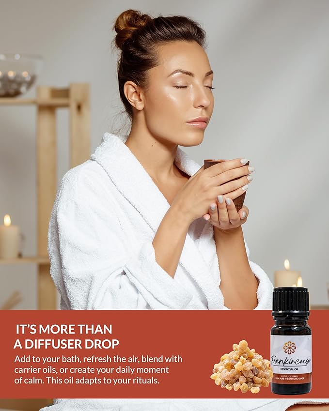 Essence Frankincense Essential Oil – 100% Pure & Therapeutic Grade – Perfect for Aromatherapy, Diffusers & Recharging Essence Nasal Diffuser Rings – Natural Stress & Mood Support (5mL)