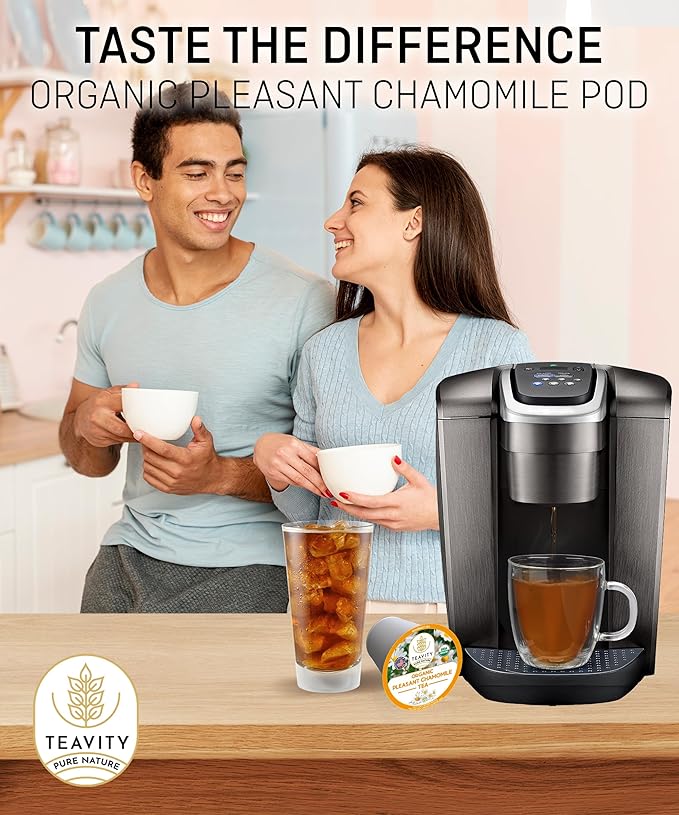 Organic Chamomile Tea Pods for Keurig - Decaf Tea Pods - Pleasant Chamomile by Teavity (36 Tea Pod)